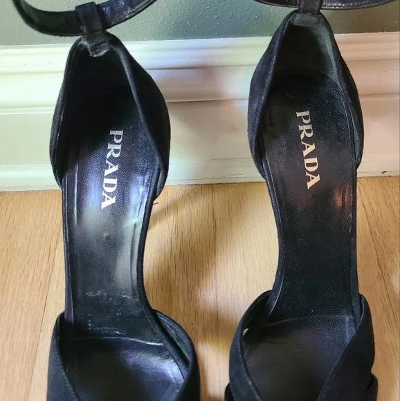 Prada Ankle Strap Open Toe Heels, Size 40 - Picture 2 of 6